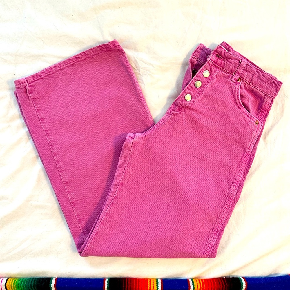 SOLD | ZARA Barbie Hot Pink Wide Leg High Waist Jeans XS